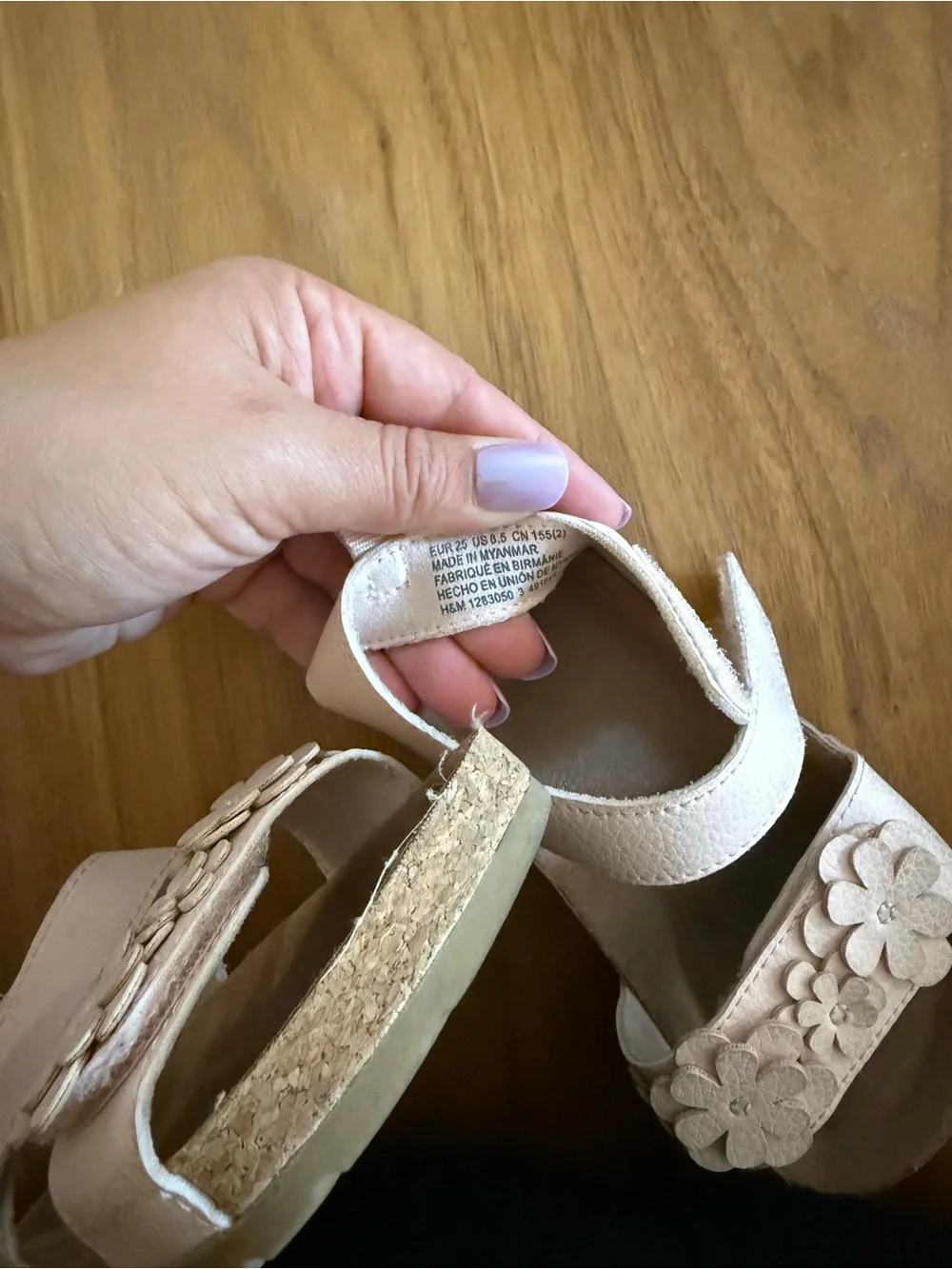 H&M Light Pink Floral Strap Sandals for Kids